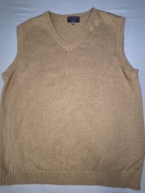 Tinkuy 100% Alpaca Wool V-Neck Sweater Vest XL Tan Camel Peru